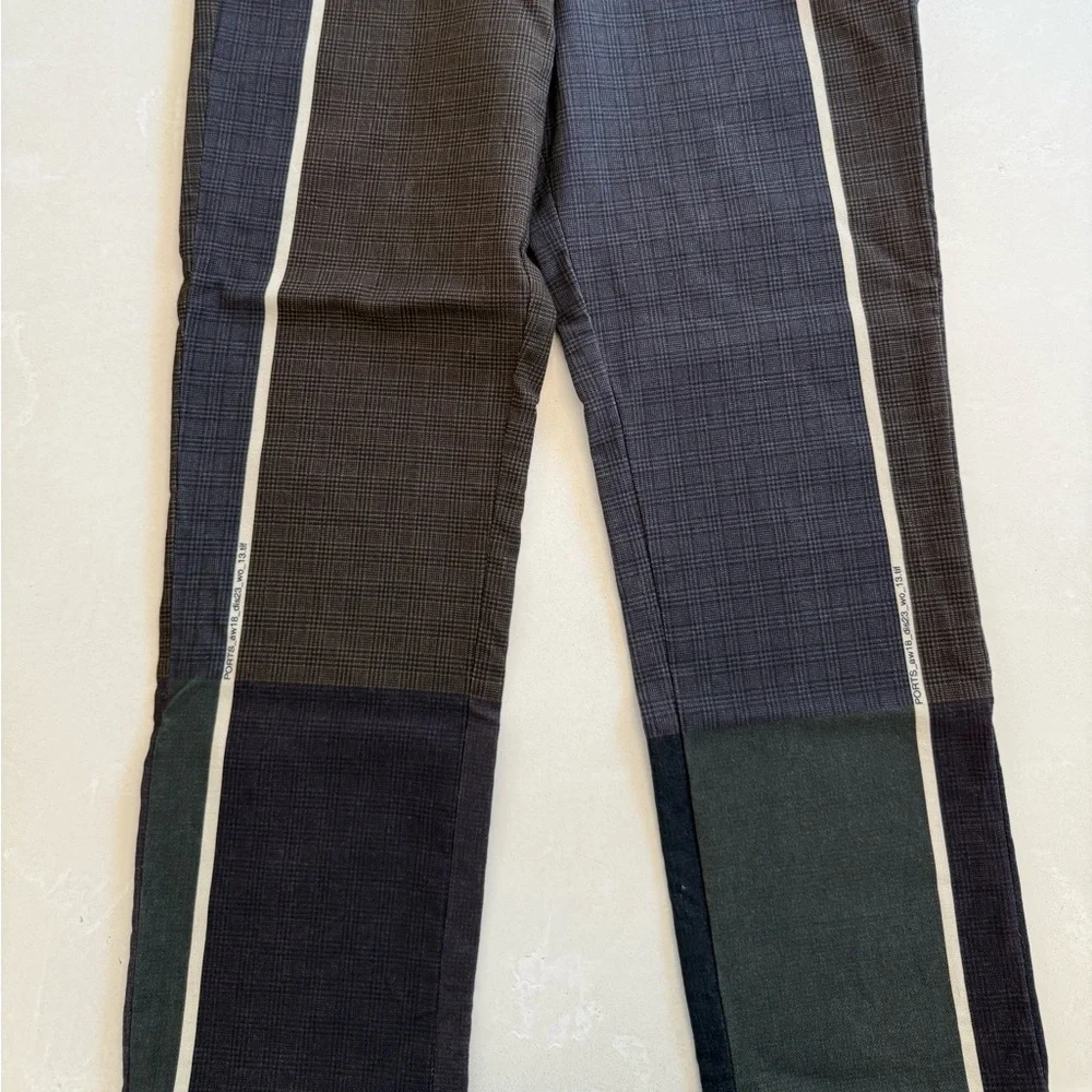 Ports 1961 Farfetch Made In Italy Wool High Rise Patchwork Straight Leg Pants 4